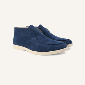 Mocassim Masculino de Camurca Cano Alto Tuccili Azul marinho