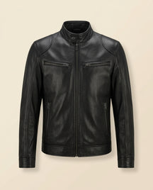 BS Signature Leather Biker Jacket - Black