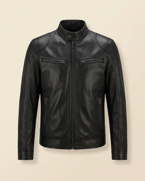 BS Signature Leather Biker Jacket - Black