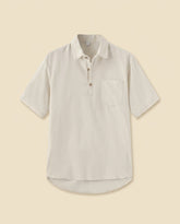 CB Refined Linen Resort Polo - Cream
