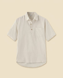 CB Refined Linen Resort Polo - Cream