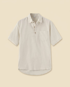CB Refined Linen Resort Polo - Cream