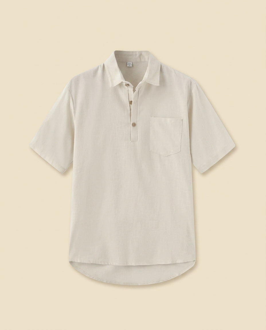 CB Refined Linen Resort Polo - Cream