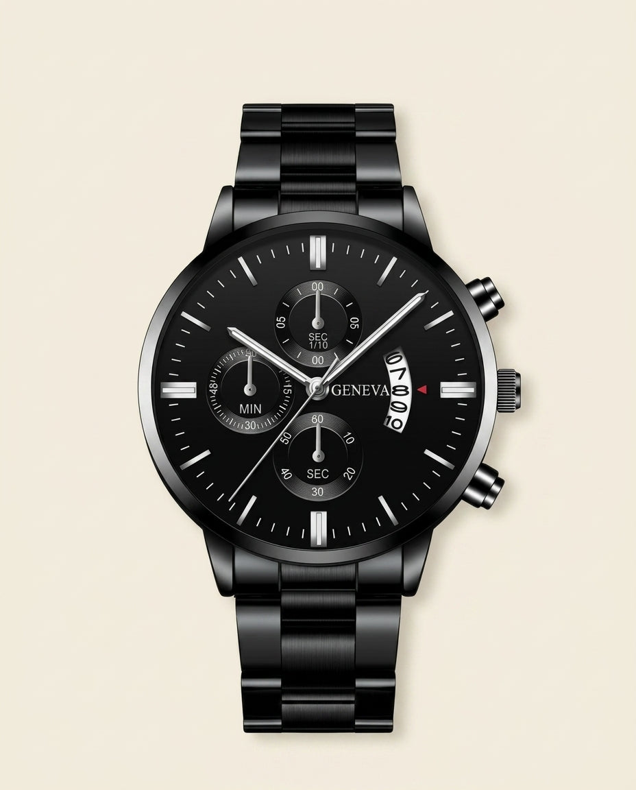 GV Signature Black Chronograph Watch - All Black