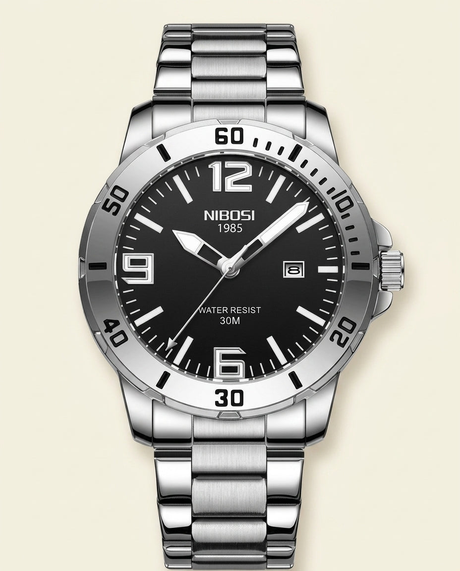 NB Classic Sport Steel Watch - Silver Black