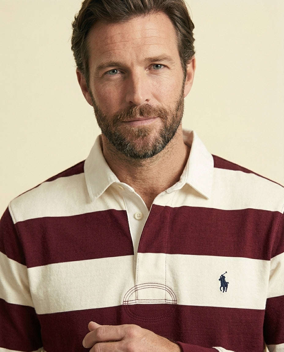 RL Signature Rugby Jersey Classic - Burgundy + White - view 5