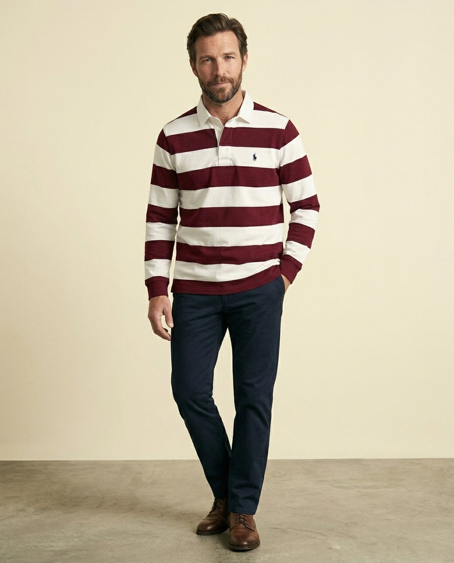 RL Signature Rugby Jersey Classic - Burgundy + White - view 4