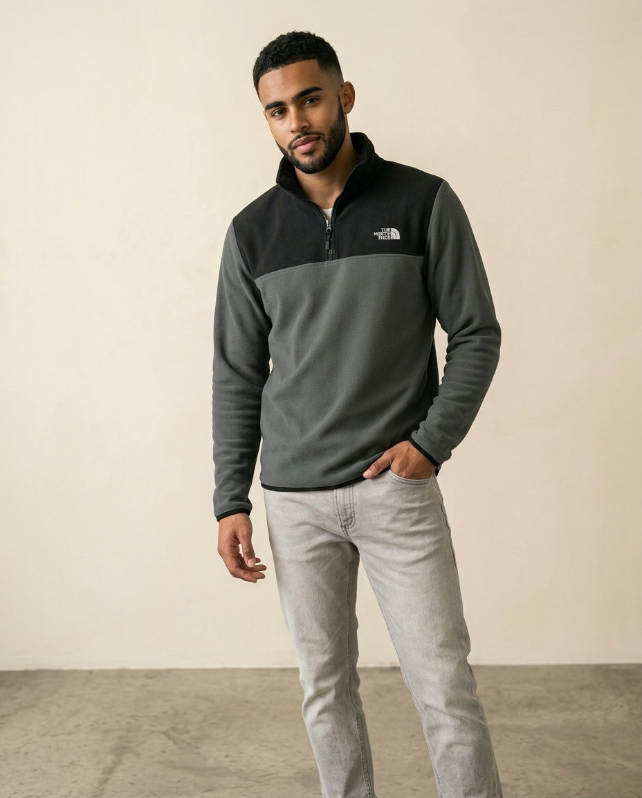 TNF Glacier Quarter-Zip Fleece - Dark Grey + Black - view 3