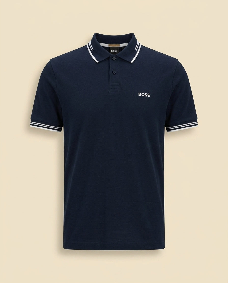 BS Paddy Polo Slim Cotton - Navy Blue