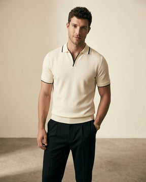 RL Prestige Zip-Neck Knit Polo - Cream - view 3