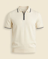 RL Prestige Zip-Neck Knit Polo - Cream