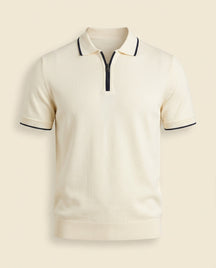 RL Prestige Zip-Neck Knit Polo - Cream