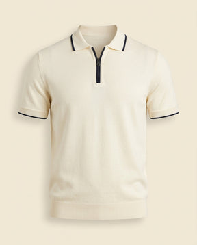 RL Prestige Zip-Neck Knit Polo - Cream