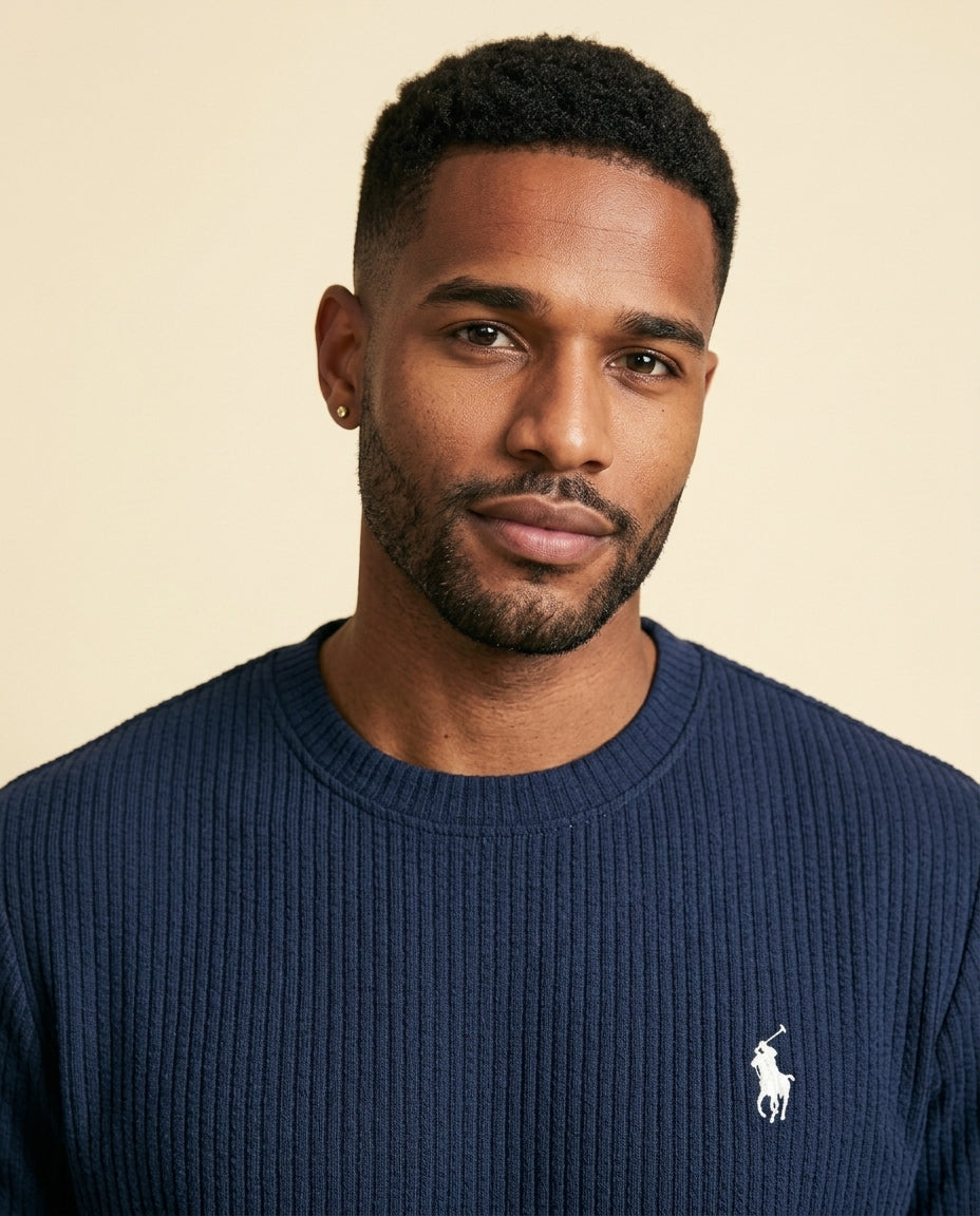RL Prestige Waffle Tee & Shorts Set - Navy Blue - view 4