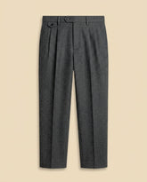 Herringbone Pleated Trouser - Charcoal Herringbone