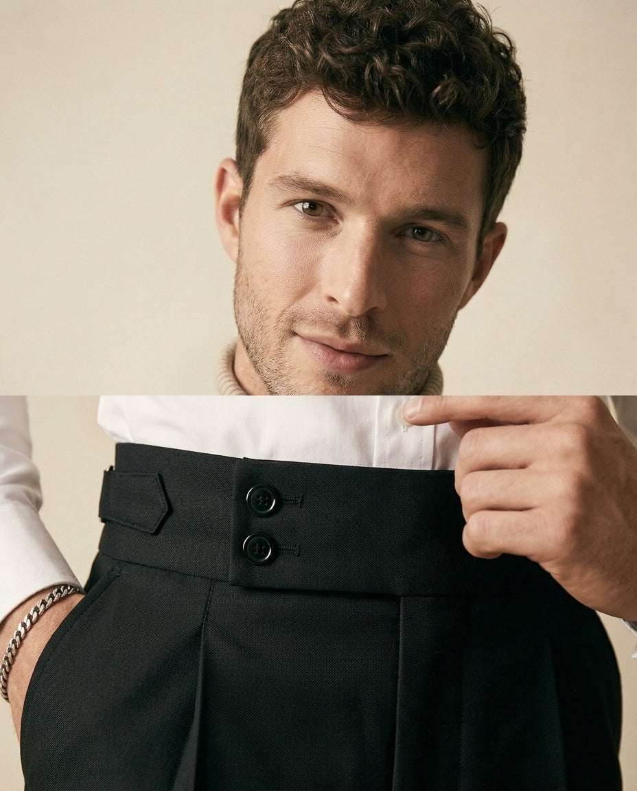 Double Pleat High-Waist Trouser Black - Black - view 4
