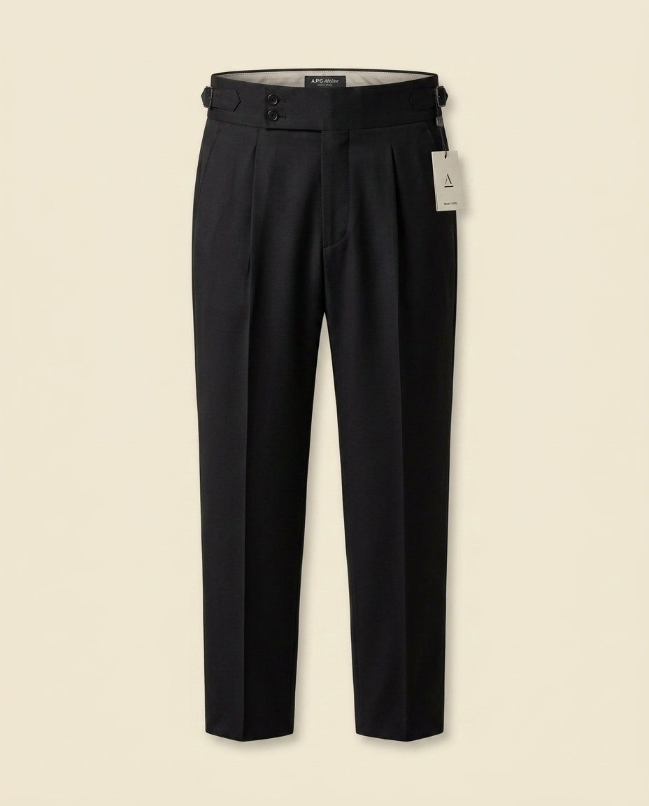 Double Pleat High-Waist Trouser Black - Black