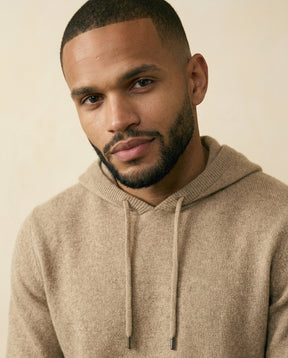 Cashmere-Blend Knit Hoodie Camel - Camel - view 4