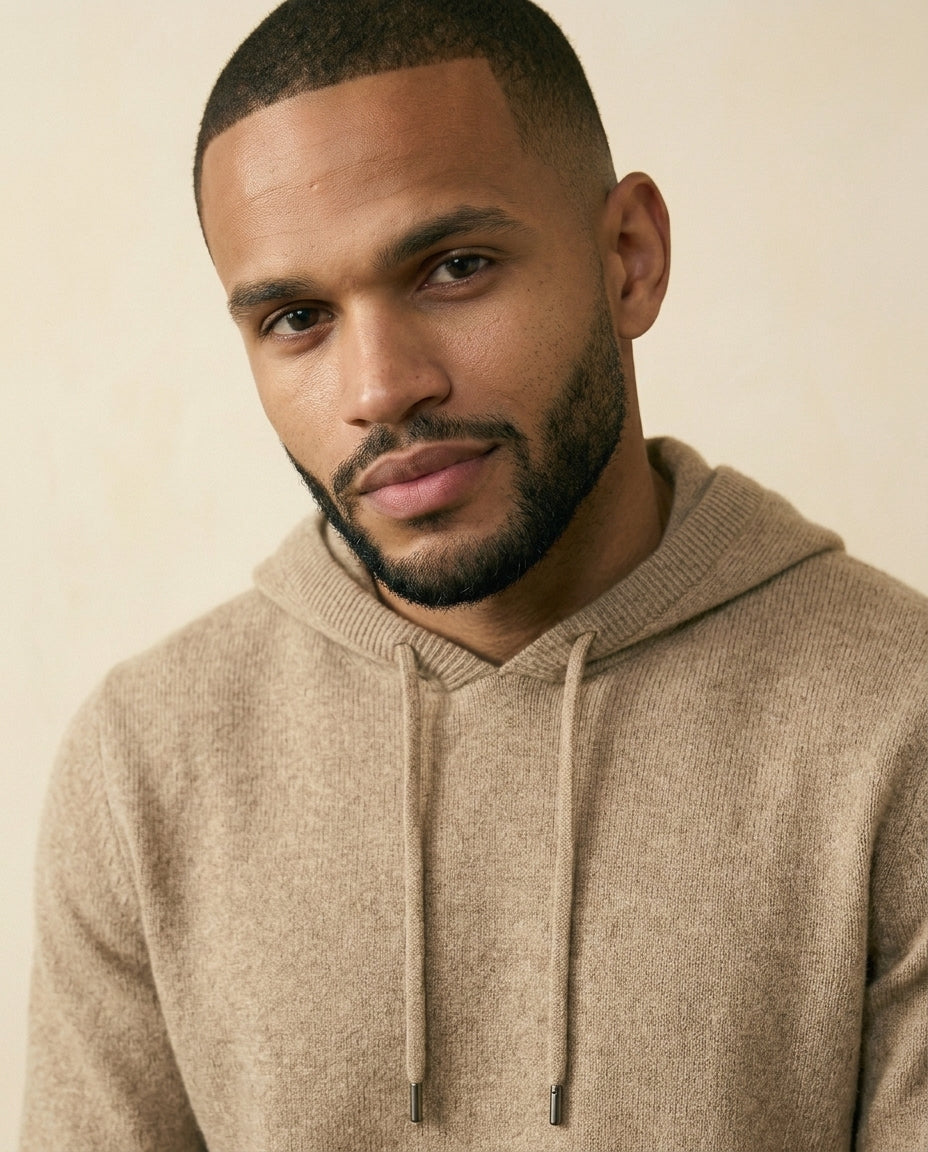 Cashmere-Blend Knit Hoodie Camel - Camel - view 4