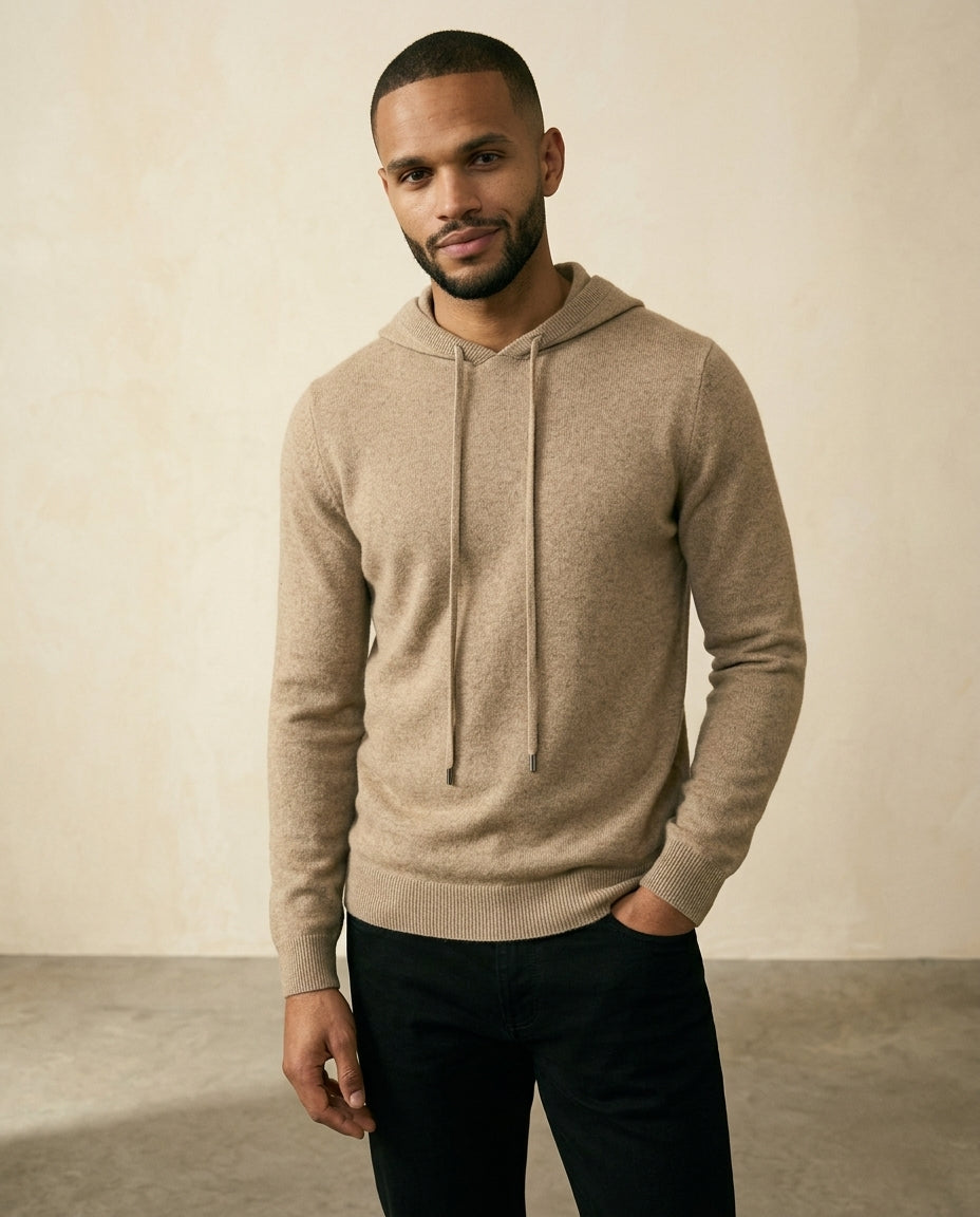 Cashmere-Blend Knit Hoodie Camel - Camel - view 3