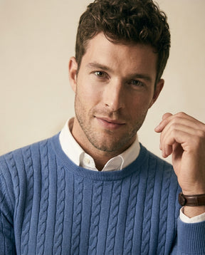 Cable Knit Crewneck Sweater Steel Blue - Steel Blue - view 4