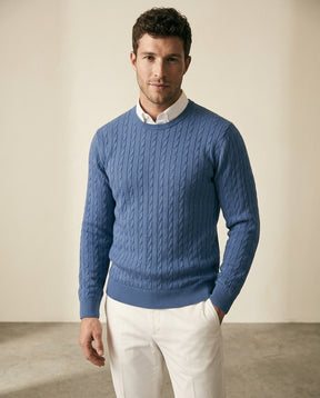 Cable Knit Crewneck Sweater Steel Blue - Steel Blue - view 3
