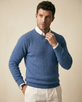 Cable Knit Crewneck Sweater Steel Blue - Steel Blue - view 2