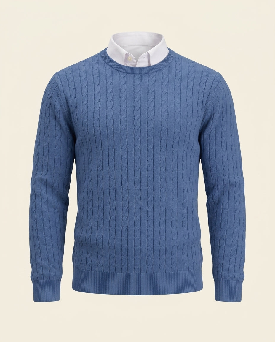 Cable Knit Crewneck Sweater Steel Blue - Steel Blue
