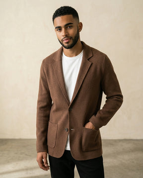 Wool-Blend Casual Blazer Camel - Camel - view 3