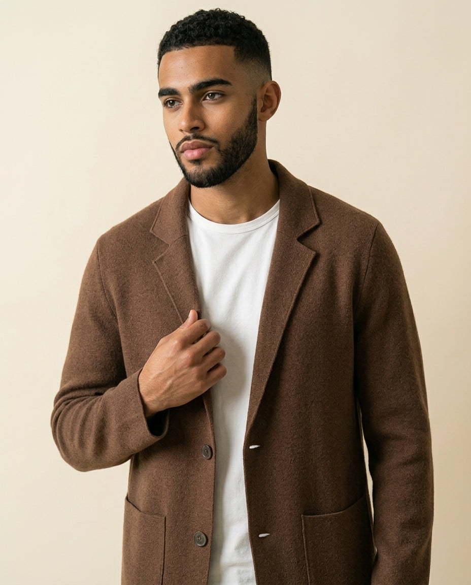 Wool-Blend Casual Blazer Camel - Camel - view 2