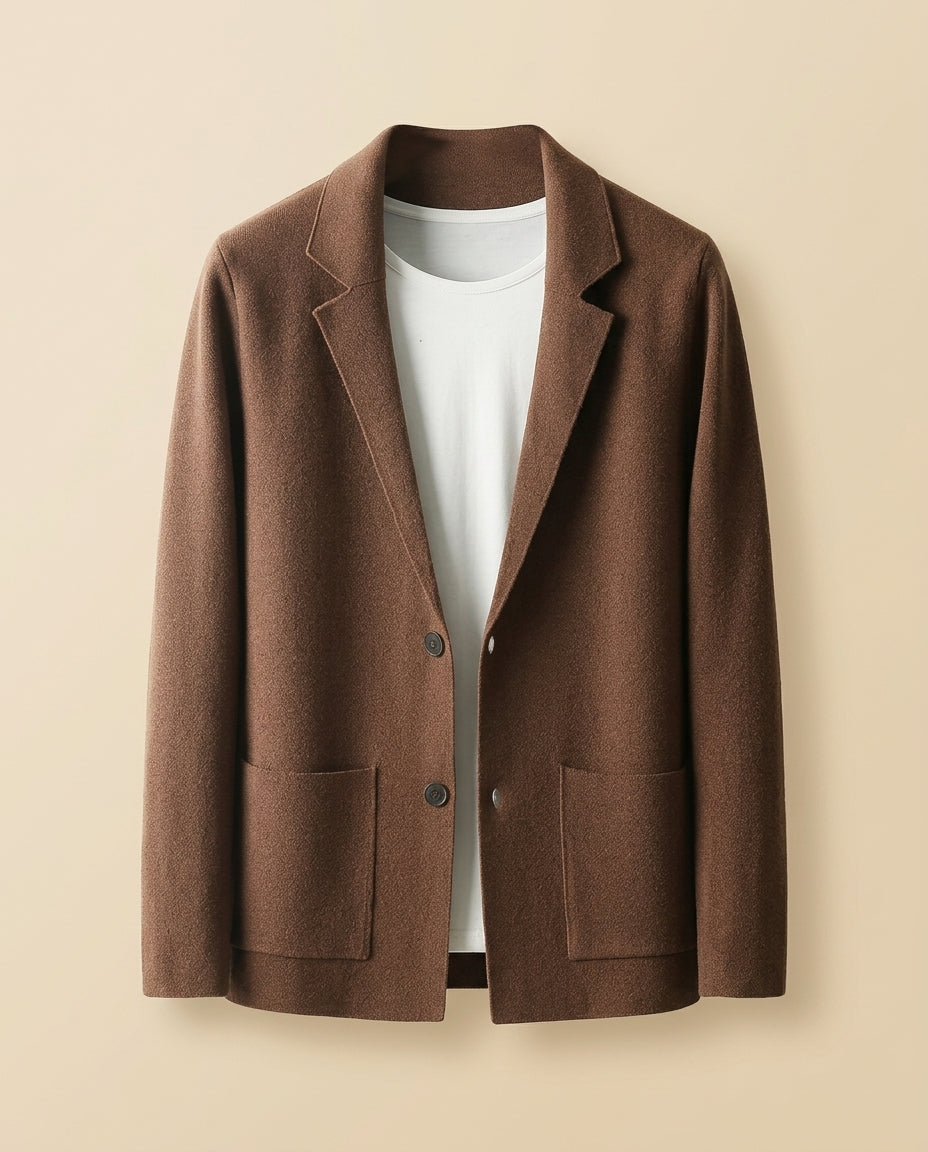 Wool-Blend Casual Blazer Camel - Camel