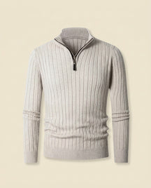 Ribbed Quarter-Zip Sweater Cream - Cream