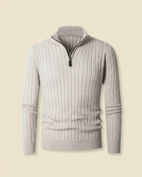 Ribbed Quarter-Zip Sweater Cream - Cream