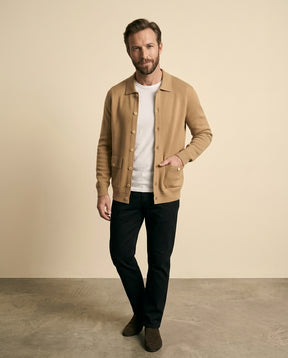 Knit Cardigan Shirt Jacket Camel - Camel - view 3
