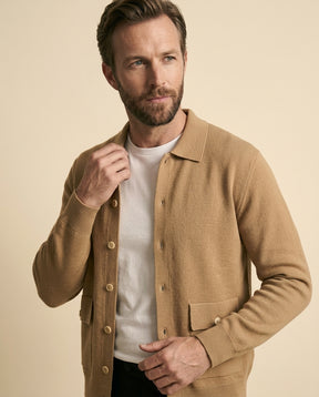 Knit Cardigan Shirt Jacket Camel - Camel - view 2