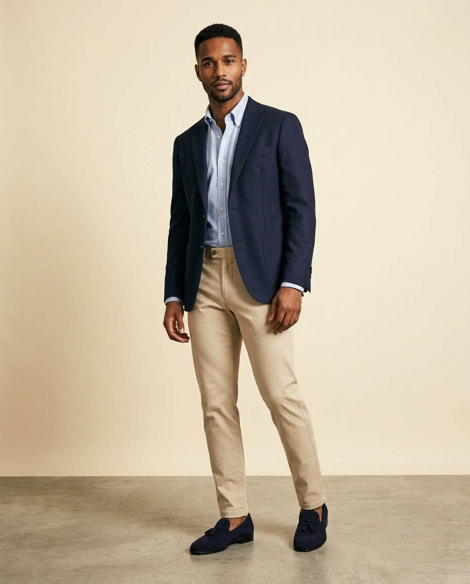 Suede Tassel Loafer Navy - Navy Blue - view 3