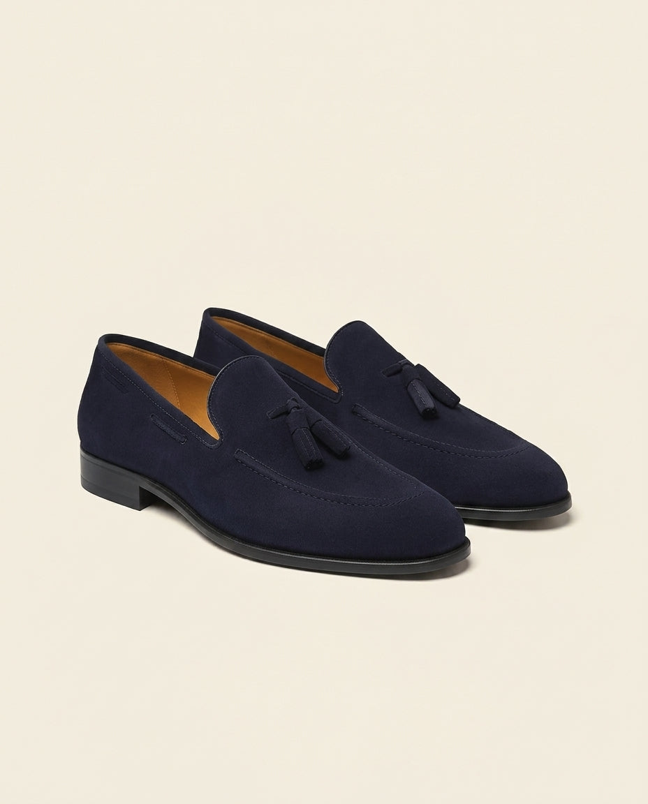 Suede Tassel Loafer Navy - Navy Blue