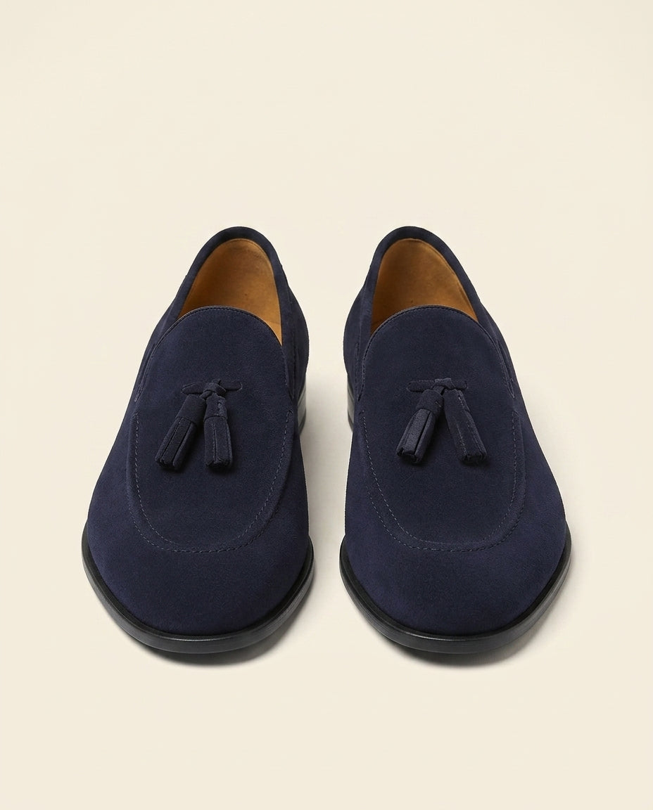 Suede Tassel Loafer Navy - Navy Blue - view 2