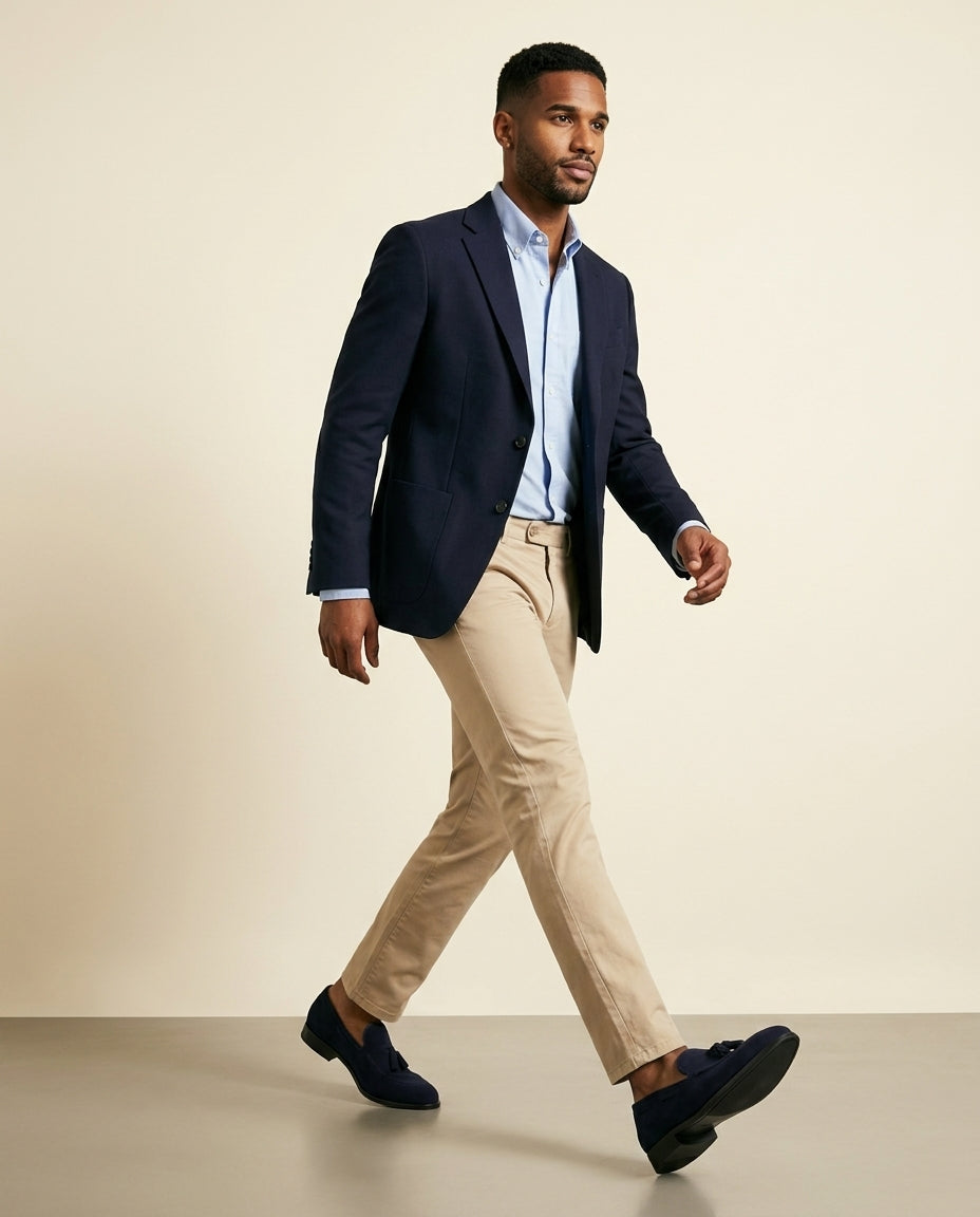 Suede Tassel Loafer Navy - Navy Blue - view 4