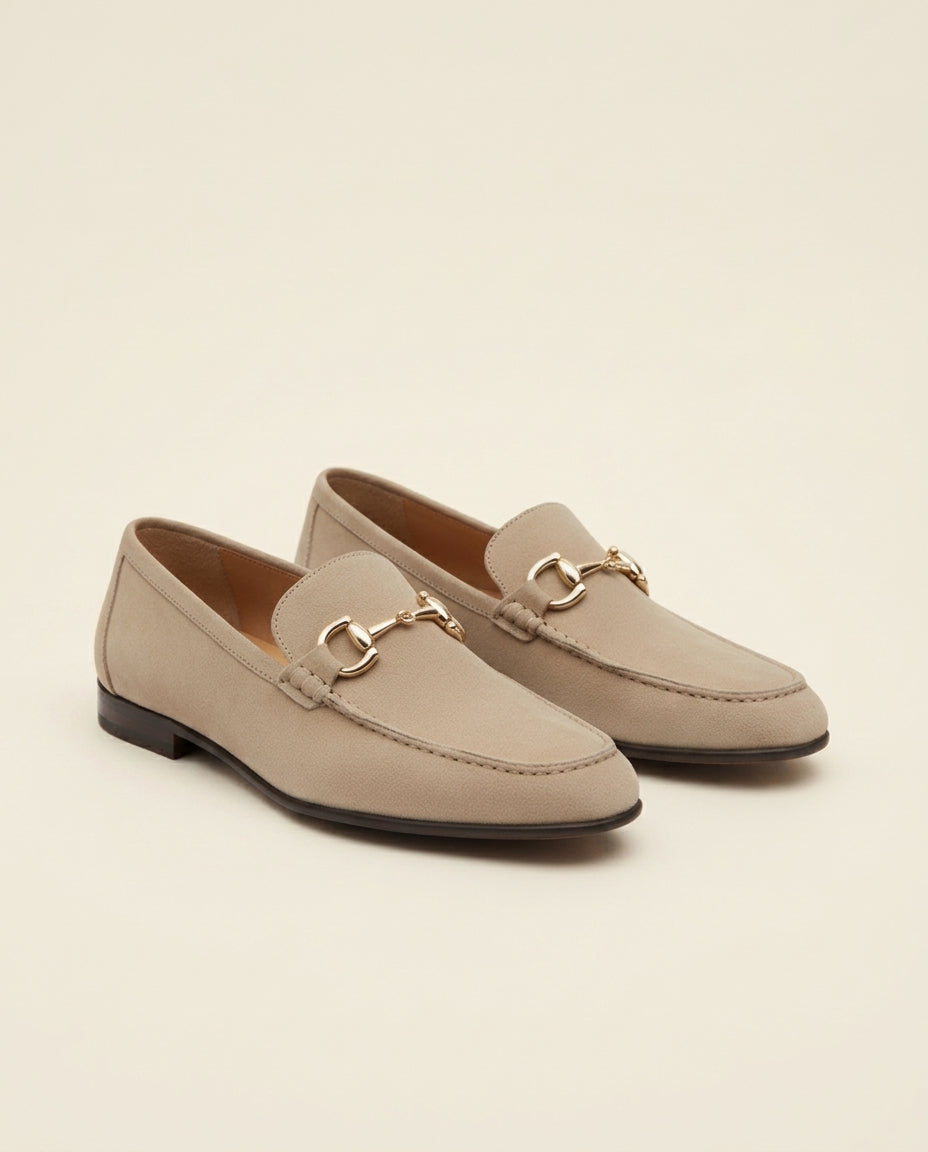 Suede Horsebit Loafer Beige - Beige