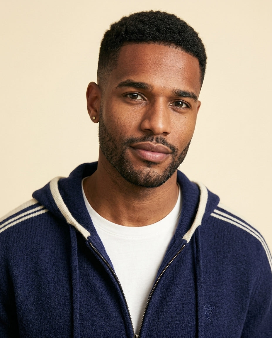 Cashmere-Blend Tracksuit Set Navy - Navy + Cream - view 4