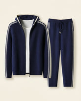Cashmere-Blend Tracksuit Set Navy - Navy + Cream