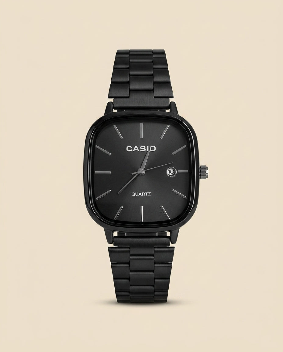 CS Square Quartz Steel Watch Black - All Black
