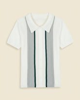 Argyle Stripe Polo White Multi - White + Grey + Green