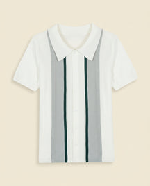 Argyle Stripe Polo White Multi - White + Grey + Green