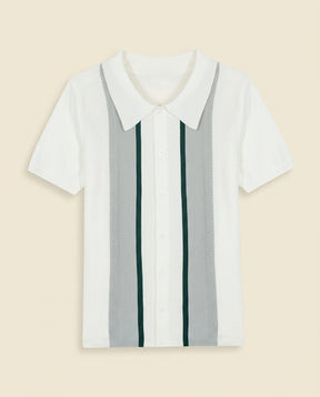 Argyle Stripe Polo White Multi - White + Grey + Green