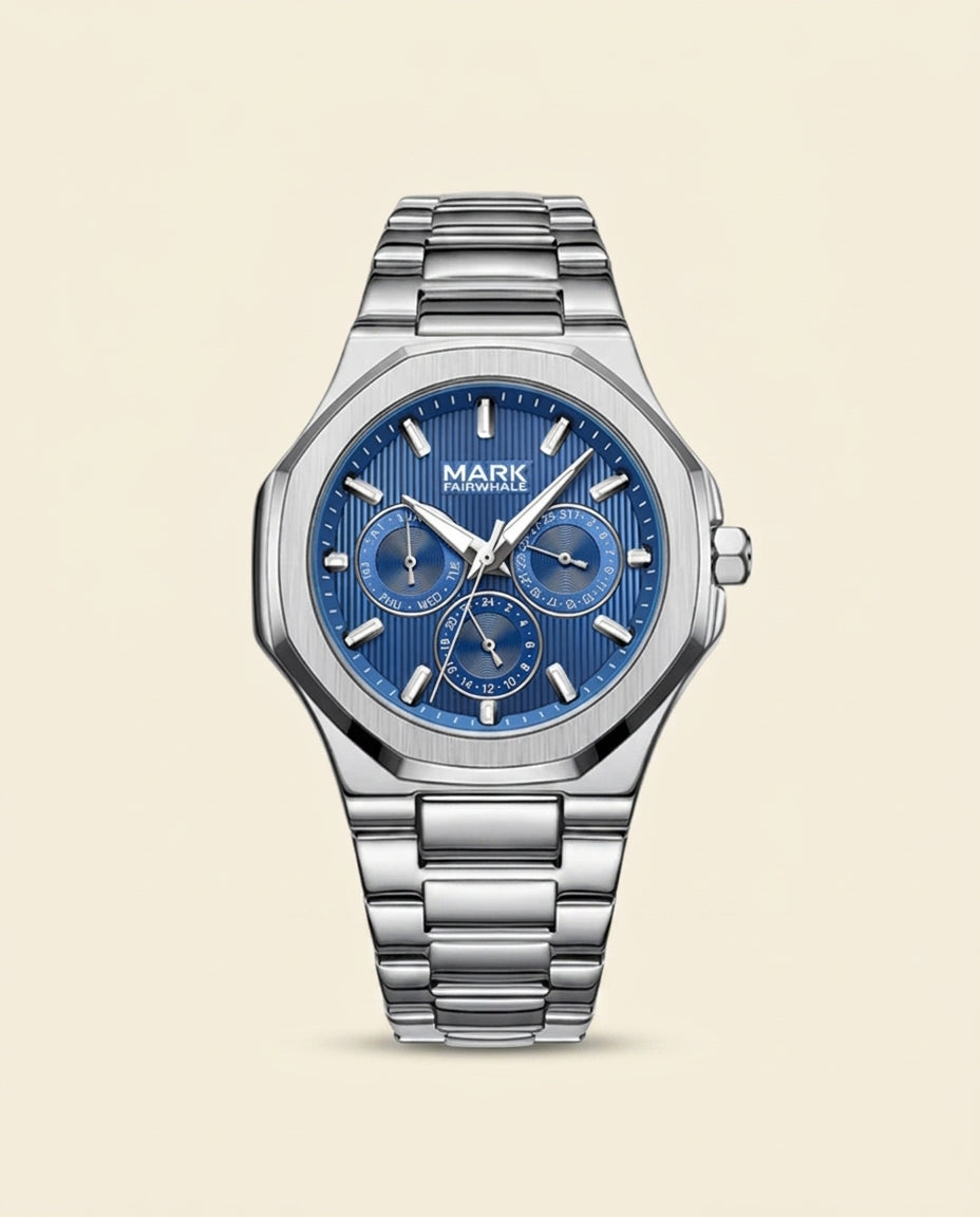 MF Prestige Chronograph Blue Dial Watch - Silver + Blue