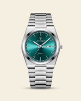PD Prestige Green Dial Steel Watch - Silver + Green