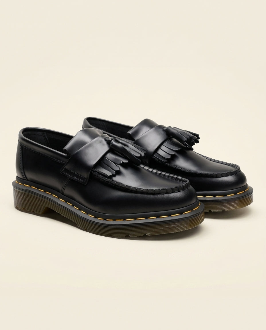 Leather Tassel Loafer Black - Black