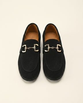 Suede Horsebit Loafer Black - Black